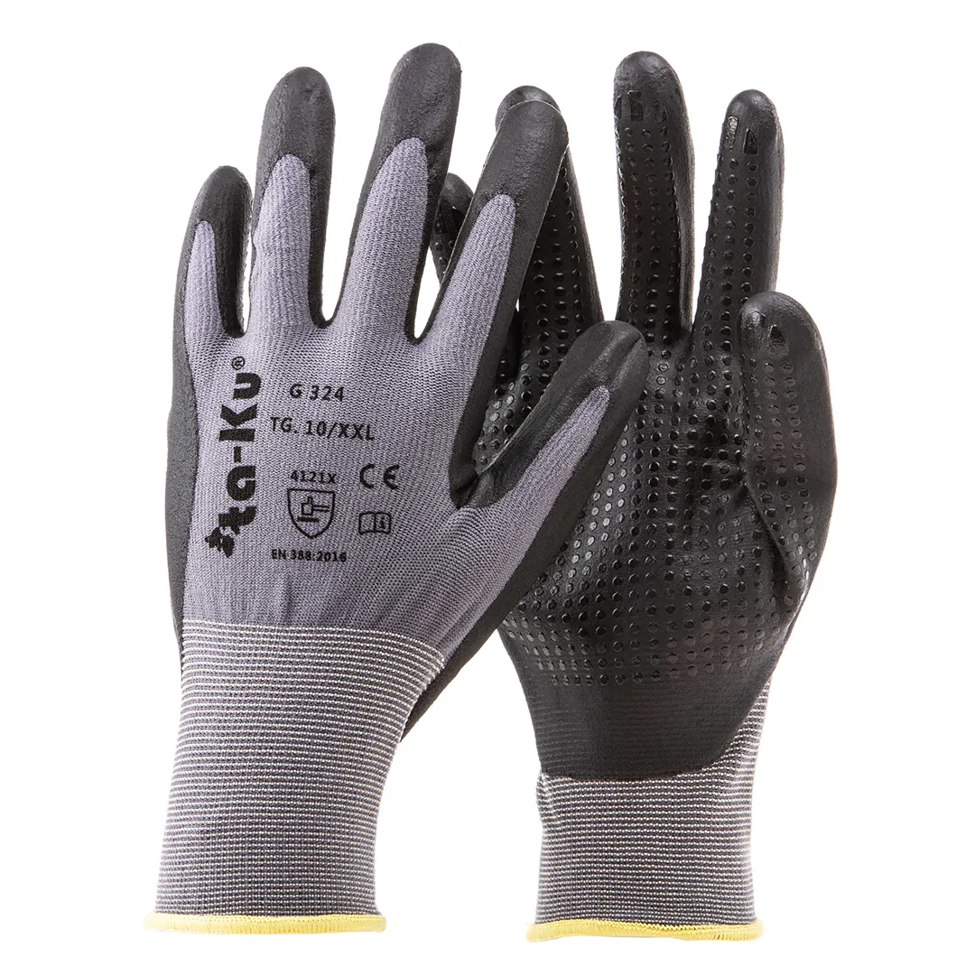 Guanto Gomma Nera Puntinato