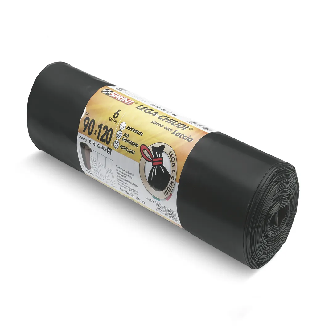 Sacco lega e chiudi 6 pz/rt nero